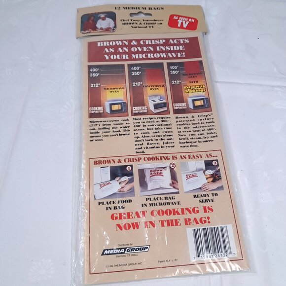 NEW Brown & Crisp Microwave Cooking bags 12 Medium Bags As Seen On TV Chef Tony - Picture 4 of 6